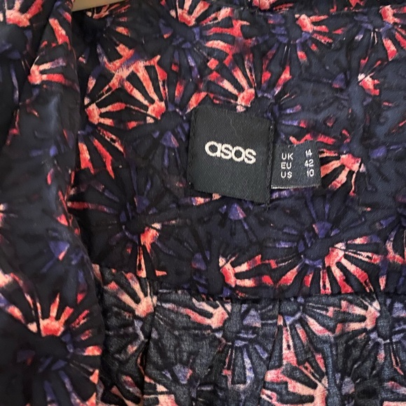 ASOS rising sun print indigo blue red romper natural fiber - Picture 2 of 7